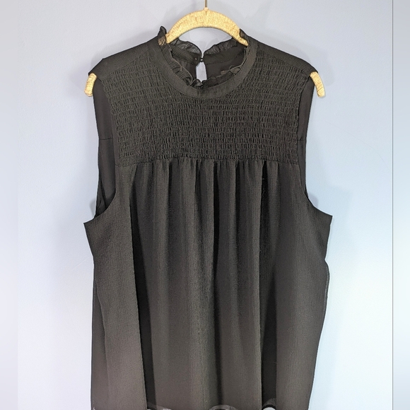 Ann Taylor Tops - Ann Taylor Black Sleeveless Ruffled Smocked Top